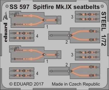 Spitfire Mk.IX seatbelts STEEL  1/72