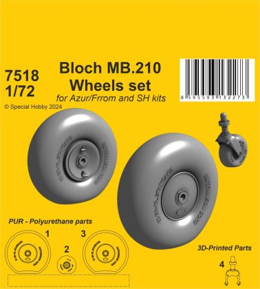 Bloch MB.210 Mainwheels and Tailwheel w/Leg 1/72