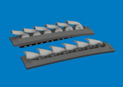 P-40 exhaust stacks fishtail PRINT 1/48