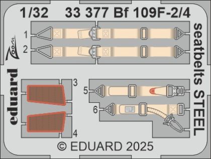 Bf 109F-2/4 seatbelts STEEL 1/32