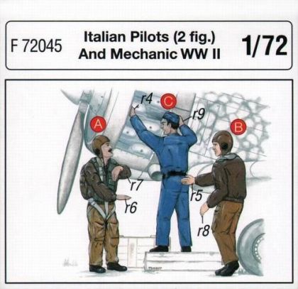 Italian Pilots (2 fig.) And Mechanic WW II 1/72