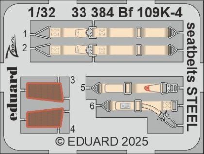 Bf 109K-4 seatbelts STEEL 1/32
