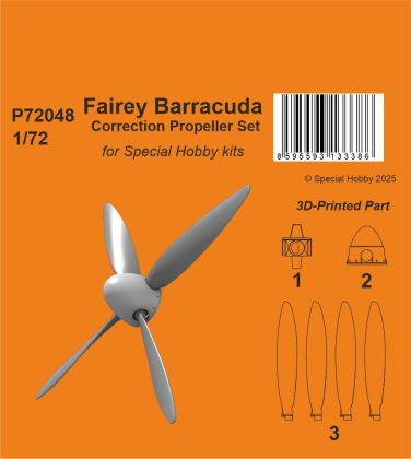 Fairey Barracuda Correction Propeller Set 1/72  / for Special Hobby kits