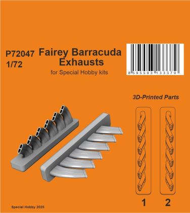 Fairey Barracuda Exhausts 1/72  / for Special Hobby kits
