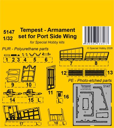 Tempest - Armament set for Port Side Wing / for Special Hobby kit 1/32