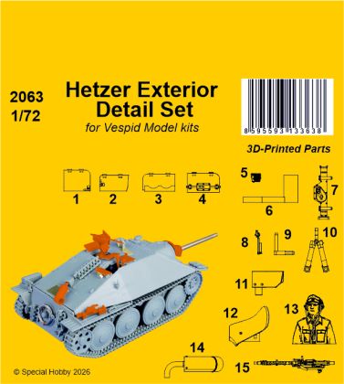 Hetzer Exterior Detail Set 1/72 / for Vespid Model kits