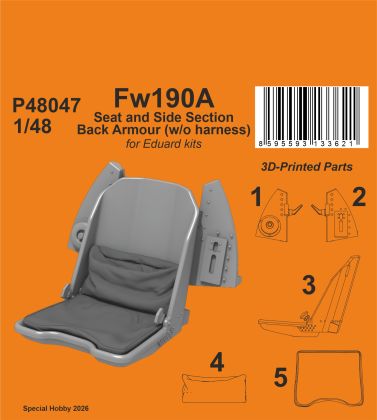 Fw190A Seat and Side Section Back Armour (w/o harness) 1/48 / for Eduard kits
