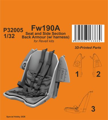 Fw190A Seat and Side Section Back Armour (w/ harness) 1/32 / for Revell kits