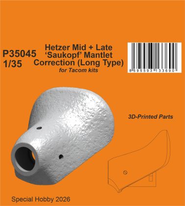 Hetzer Mid + Late ‘Saukopf’ Mantlet Correction (Long Type) 1/35 / for Tacom kits