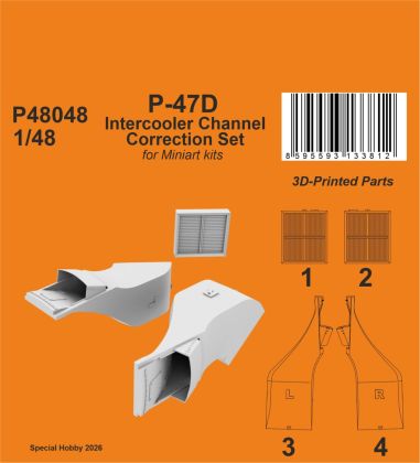 P-47D Intercooler Channel Correction Set 1/48 / for Miniart kit