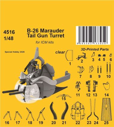 B-26 Marauder Tail Gun Turret 1/48 / for ICM kits