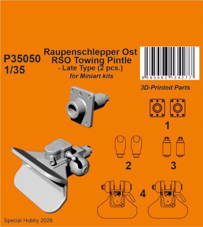 Raupenschlepper Ost RSO Towing Pintle - Late Type (2 pcs.) / for Miniart kits