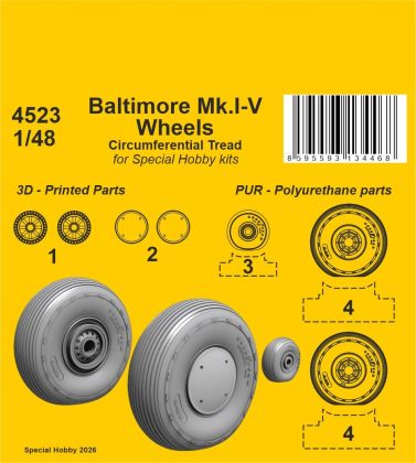 Baltimore Mk.I-V Wheels / Circumferential Tread 1/48 / for SH kits