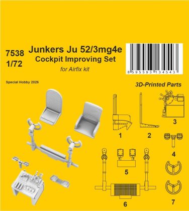 Junkers Ju 52/3mg4e Cockpit Improving Set 1/72 / for Airfix kit