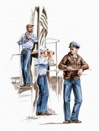 USS Gato class crew (gard with binoculars) 3 1/72