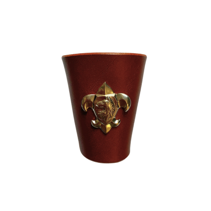 Turbánek kožený kovová lilie hnědý