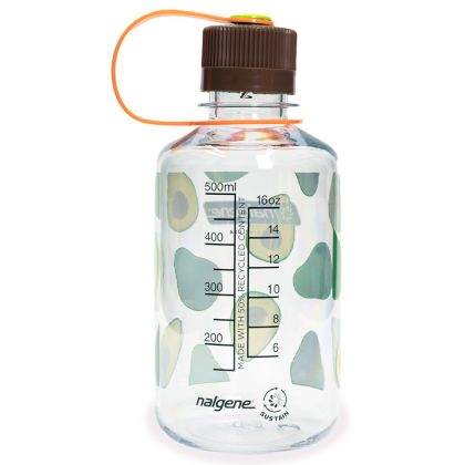 Nalgene Narrow-Mouth 500 ml Sustain Clear w/Avocados print