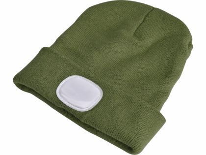 Extol čepice s čelovkou 4x45lm USB nabíjení tm. zelená