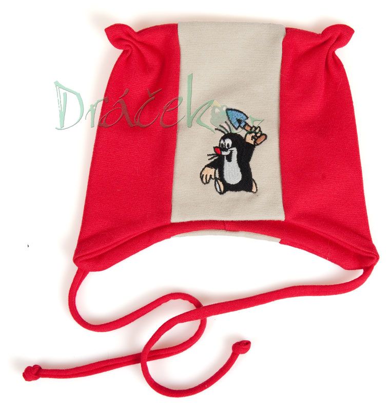 Dětská jarní čepice Krtek červená