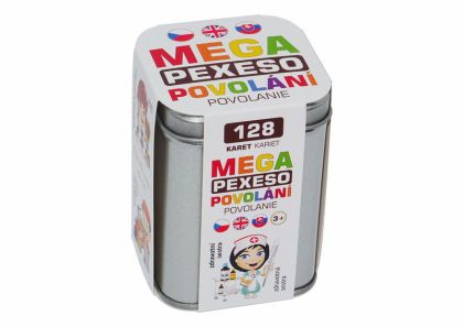 Mega Pexeso Povolání 128 karet v plechové krabičce 6x6x8,5cm Hmaťák