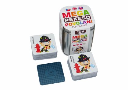 Mega Pexeso Povolání 128 karet v plechové krabičce 6x6x8,5cm Hmaťák