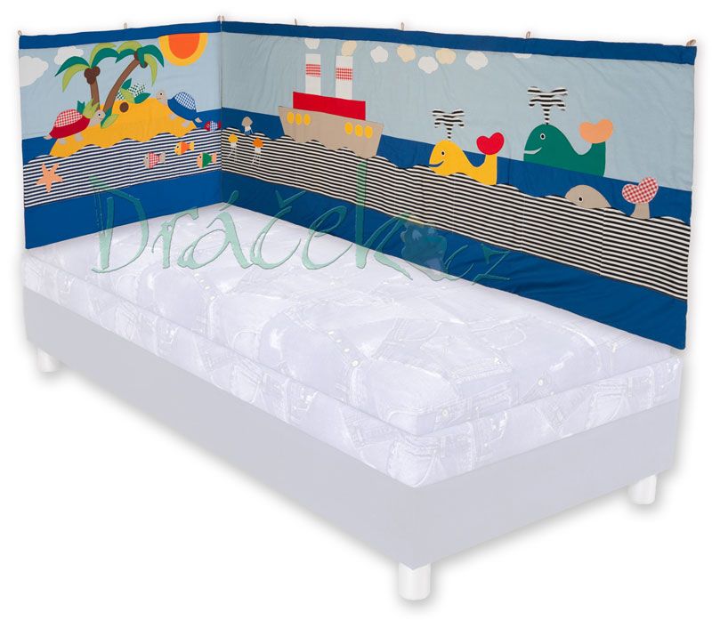 Rohový kapsář za postel Moře s ostrovem 290cm