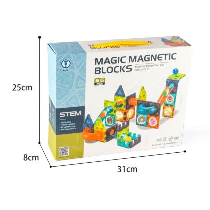 Magnetická stavebnice plast 66ks v krabici 31x25x8cm
