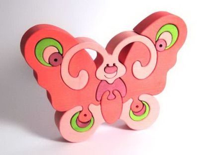 Dřevěné vkládací puzzle - Motýlek růžový