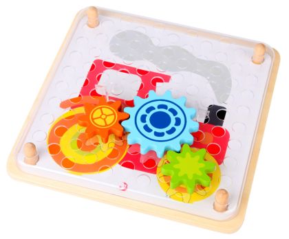 Classic World, Skládačka ozubená kolečka dřevo 14ks s předlohami, 23x22x4cm