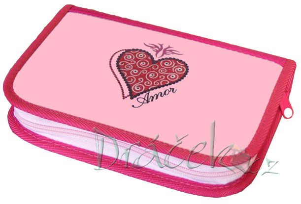 Plněné školní pouzdro EMIPO s klopou 01 Deluxe Amor růžová