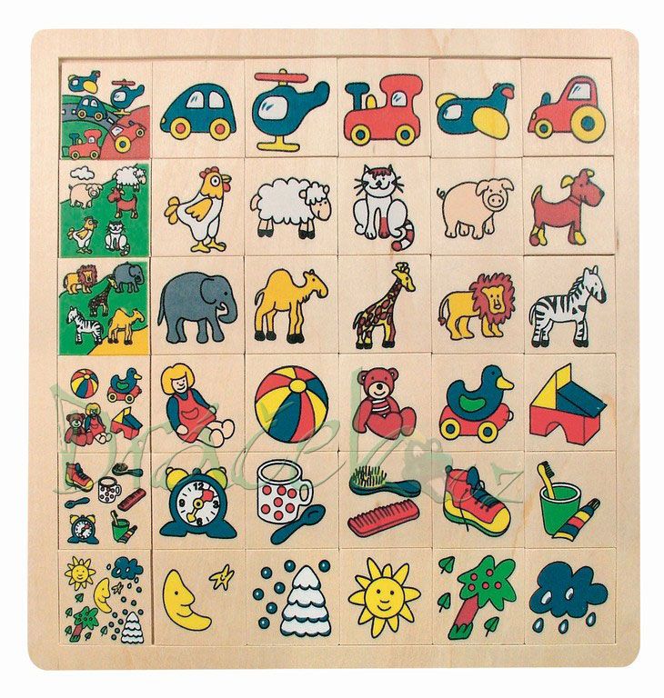 Didaktická dřevěná hra Přiřaď pět obrázků