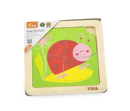 VIGA, Dřevěné puzzle 4 dílky - beruška
