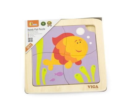VIGA, Dřevěné puzzle 4 dílky - ryba
