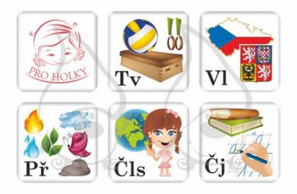 Rozvrh hodin 1.stupeň pro holky 1.-5. třída 146ks v plechové krabičce 10x10x4,5cm