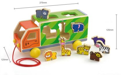 VIGA, Dřevěná tahačka kamion se zvířátky