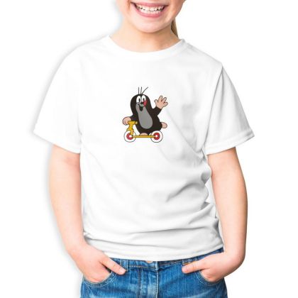 Triko Krtek, 122-128, koloběžka, krátký rukáv, bílé