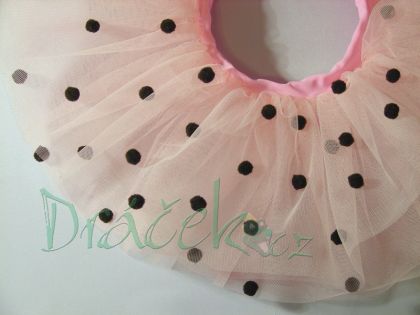 Tylová baletní sukně Colombína s bambulkami vel. M (6-10 let)