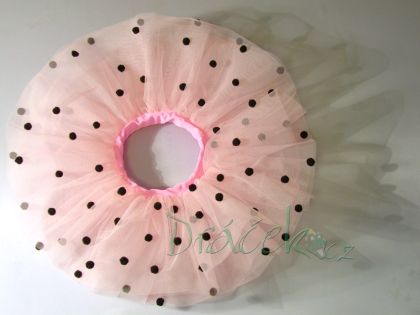 Tylová baletní sukně Colombína s bambulkami vel. M (6-10 let)