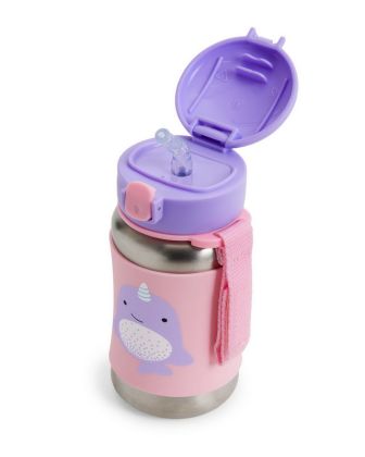 Skip Hop Zoo Láhev na vodu s brčkem, nerez - Narval