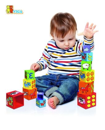 VIGA, Dřevěné stavěcí kostky 6ks