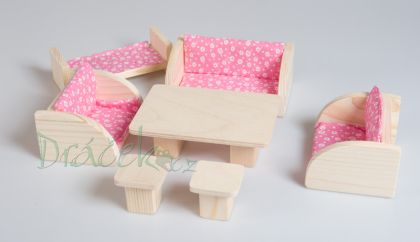 Dřevěný nábytek pro panenky - sada 22 ks