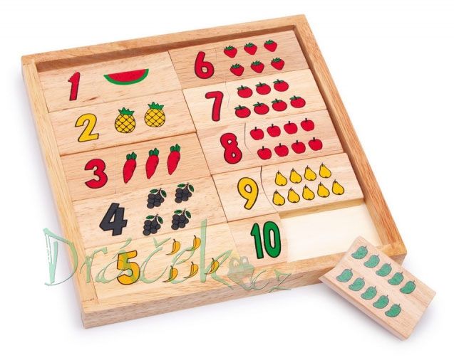 Dřevěné puzzle Výuka čísel Ovoce