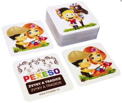 Pexeso Zvyky a tradice voděodolné 64 karet v plechové krabičce 6x6x4cm Hmaťák