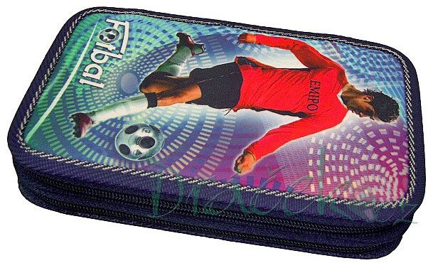 Plněné školní pouzdro EMIPO dvoupatrové 01 Elegant Fotbal