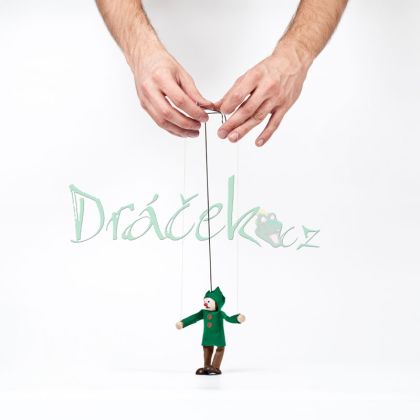 Loutka - myslivec Miloš s vodícími šňůrkami