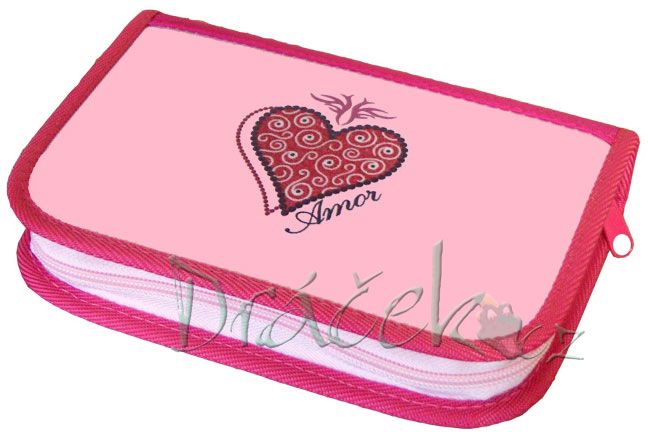 Neplněné školní pouzdro EMIPO s dvěma klopami 01 Deluxe Amor růžová