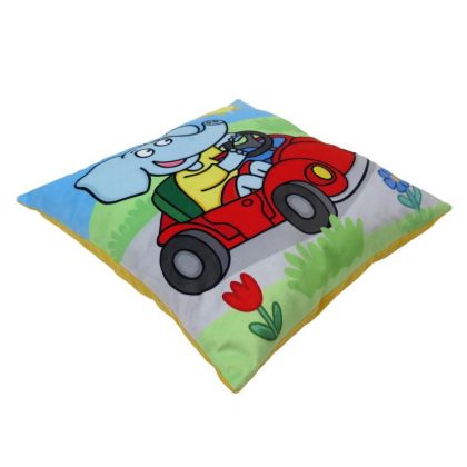 Polštář 30x30 cm, slon Eda neposeda, autíčko