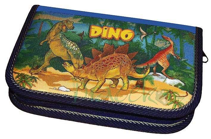 Plněné školní pouzdro EMIPO se dvěma klopami 01 Elegant Dino