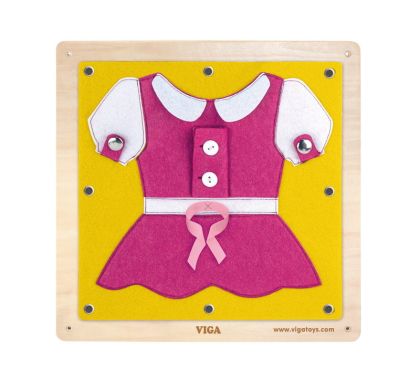 VIGA, Dřevěná nástěnná hra oblékání/zapínání