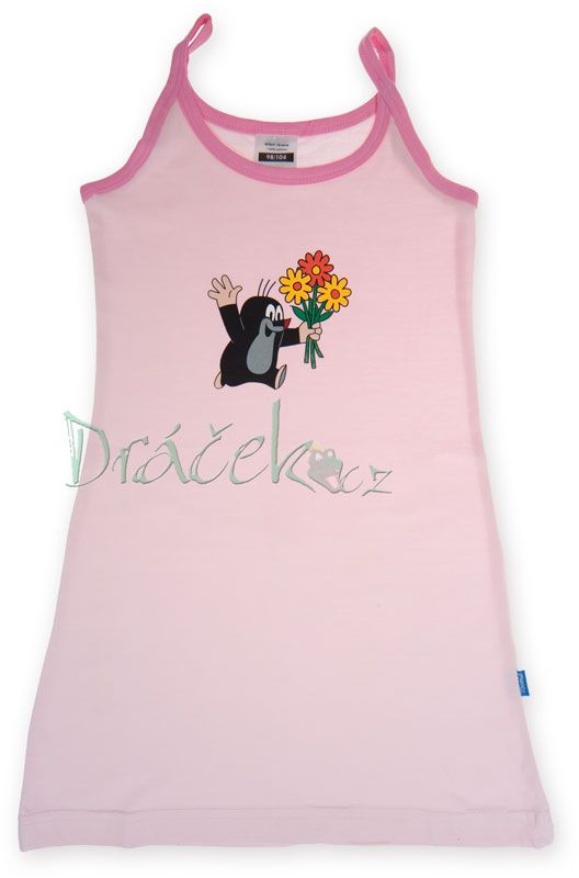 Noční košile Krteček s kytkou růžová úzká ramínka